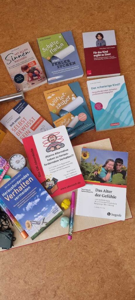 Ein Auswahl an Büchern, die ich mit zu den Seminaren nehme